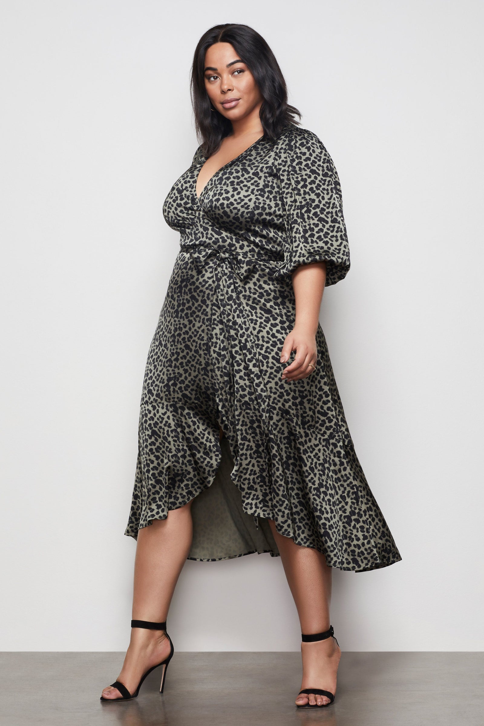 White leopard 2024 print wrap dress