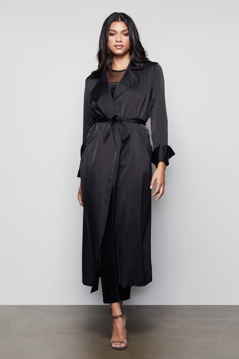 amerge. アメルジュ JQ slit trench tops BLACK Black Trench Coat | Women's Trench Coat • Alyson Eastman