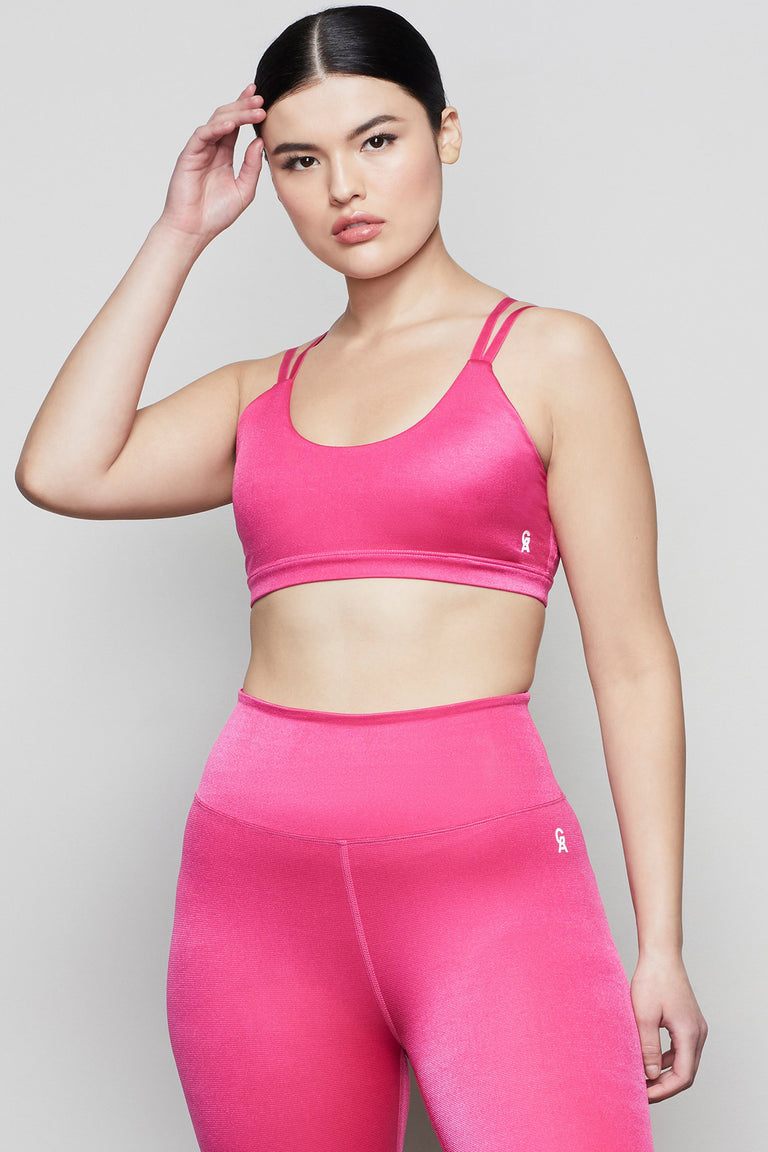 SHINY RIB DOUBLE STRAP BRA ELECTRIC PINK001 – sandbox-ga