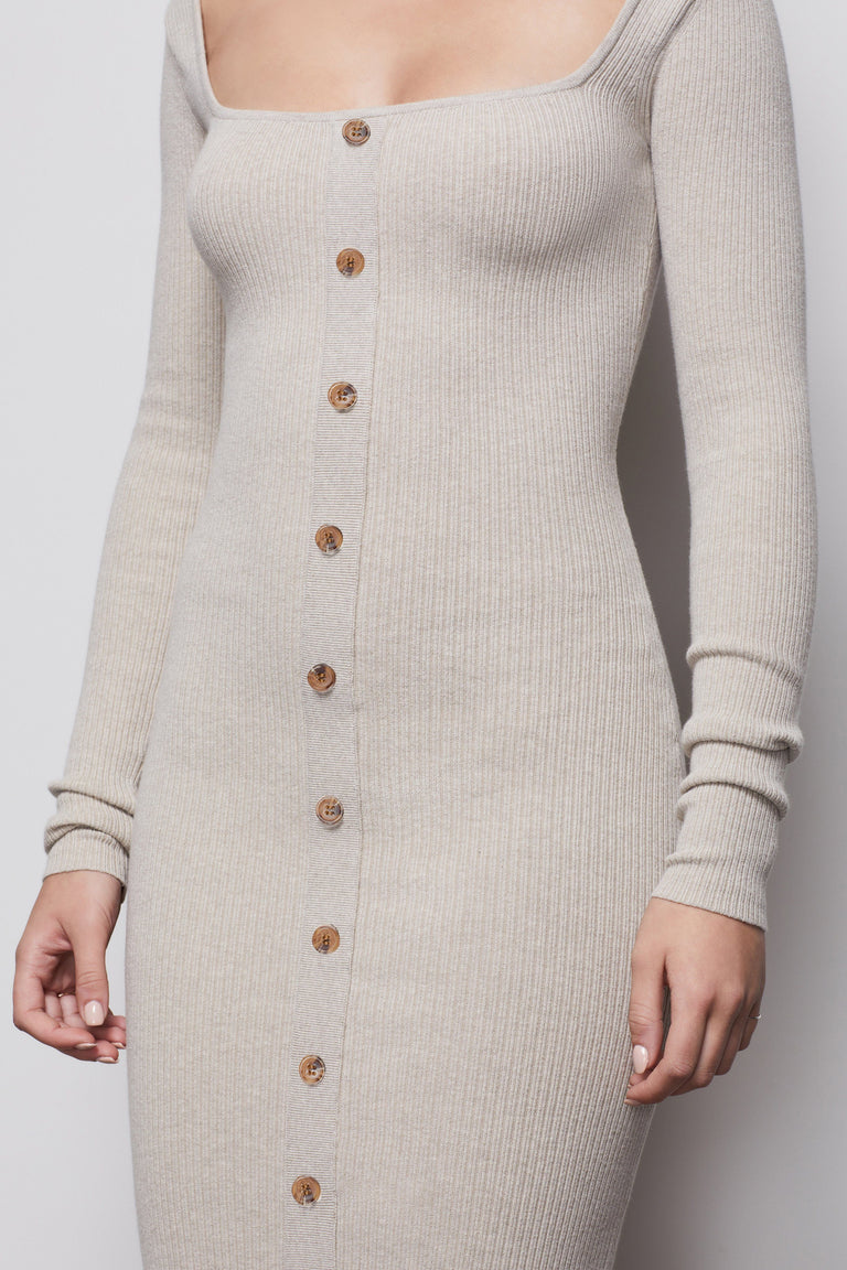 THE BUTTON UP SWEATER DRESS | OATMEAL002 sandbox-ga THE BUTTON UP SWEATER DRESS | OATMEAL002 sandbox-ga